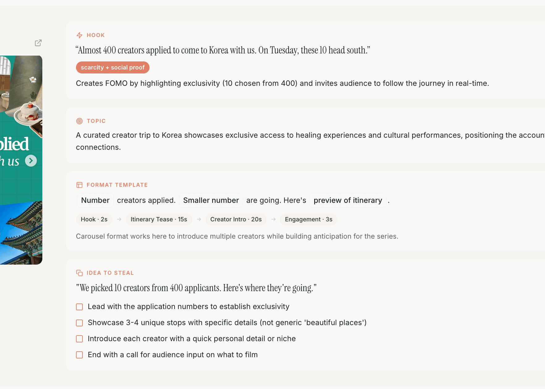 SpyShrimp content intelligence view flagging an outlier reel that beat the account median several times over